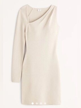 Abercrombie & Fitch One-Shoulder Cream Knit Dress